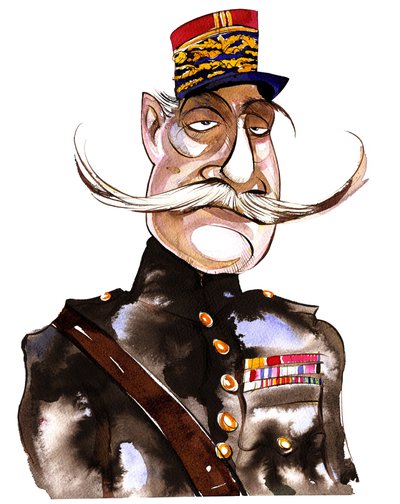 Caricatura en color de Ferdinand Foch - Mariscal Francés (1851-1929) de Neale Osborne